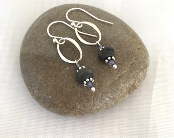 Deep blue jasper and sterling silver earrings
