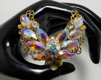 Chevron Shaped Iridescent Brooch