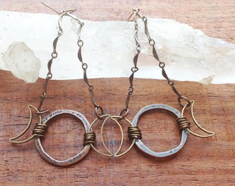 Triple Moon Earrings, wicca, wiccan, triple moon goddess