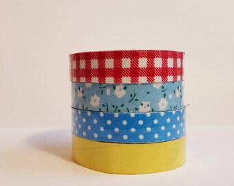 Cloth Washi Tape- solid dot gingham floral