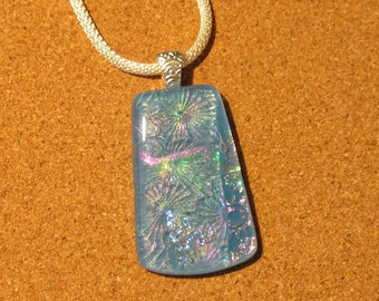 Blue Dichroic Pendant -Dichroic Jewelry - Dichroic Necklace - Fused Glass Pendant - Fused Glass Jewelry - Fused Glass Necklace - Glass