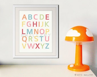 Modern Alphabet wall art. Nursery art ABC poster. Children artwork for playroom ABC alphabet print by WallFry