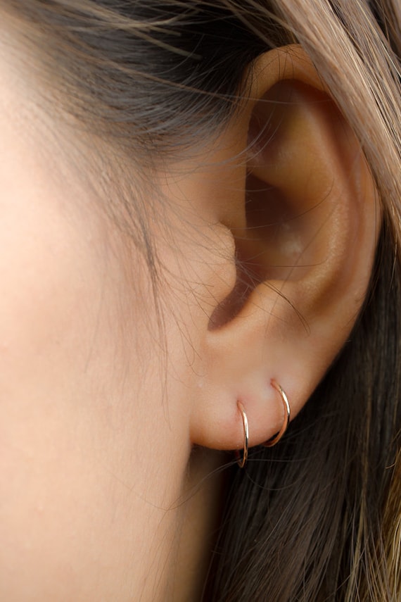 Tiny Hoop Earrings Sterling Silver Gold Plated Gold Filled