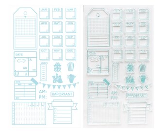 Months & Reminder Clear Stamps - Transparent stamp, Journal, Planner, Craft, Traveler Notebook