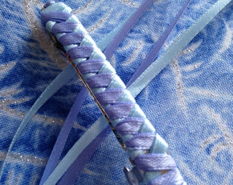 Ribbon Barrette / Periwinkle and Light Blue
