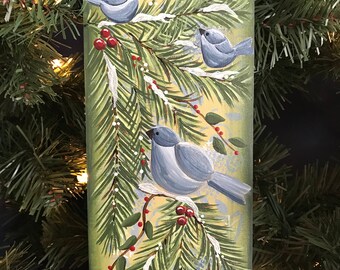 Bird, Greenery, Glitter, Evergreen, Bluebird Hanging Sign, Bluebird, Christmas, Holiday Decor, Laurie Speltz