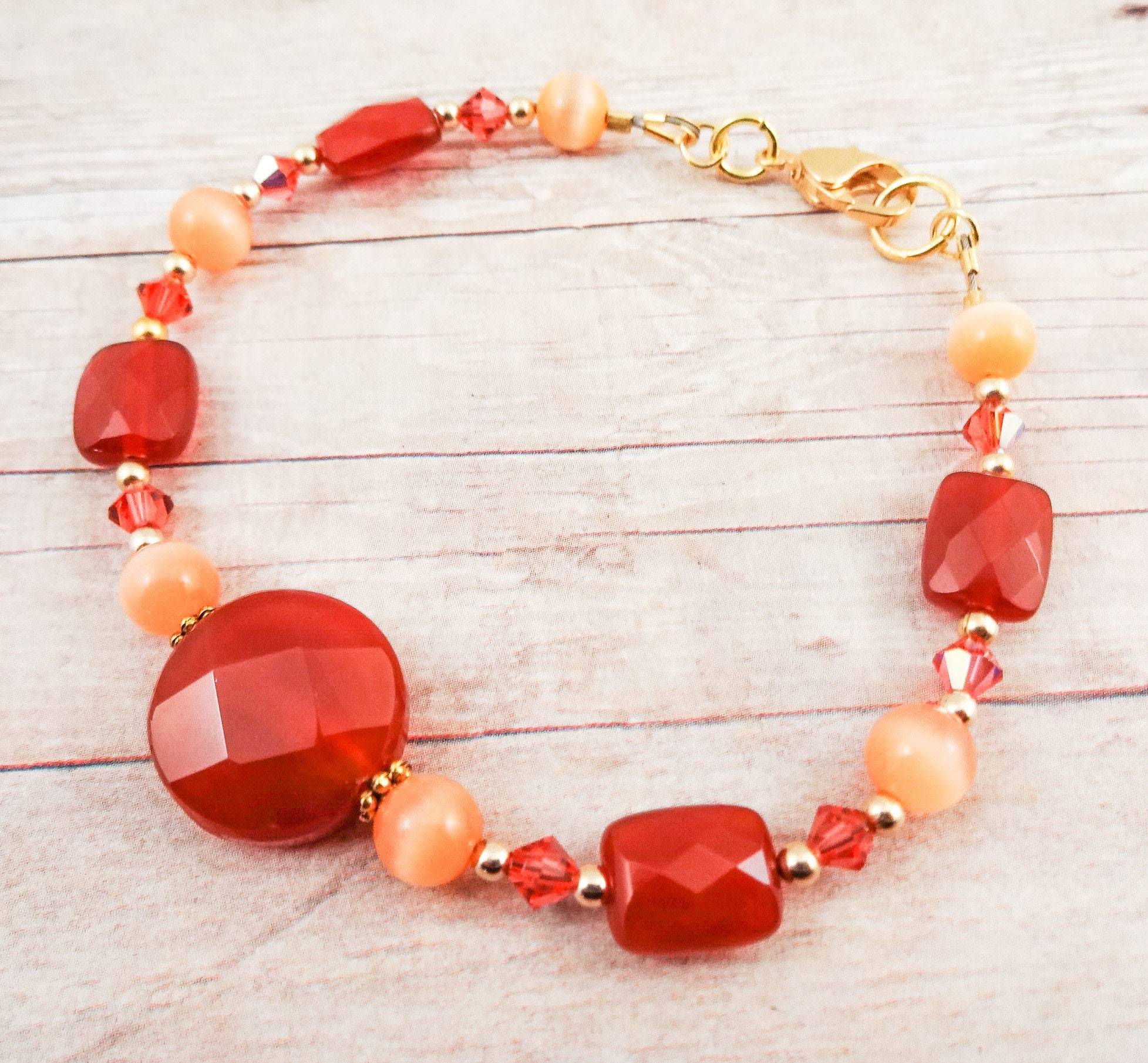 Orange Carnelian Gemstone Bracelet