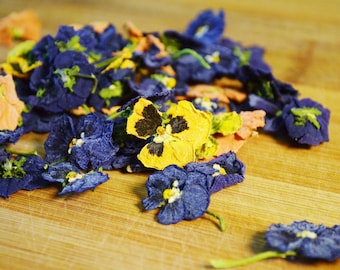Dried Pansy Flowers - Certified Organic, Pansy, Viola, Edible Flowers, Culinary, Dried Flower, Specialty, Colorful, Supplies, Decoration