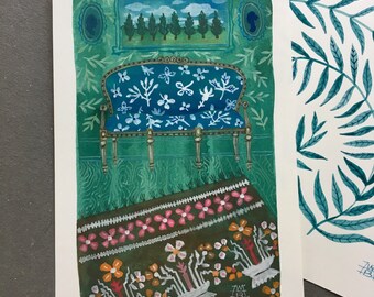 The Willow Room, original watercolor painting