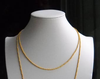Early 80's German Chain Necklace. An unsoldered Gold Plated Brass Cable Chain Double cabe - Round . Length 110cm/ 43in.
