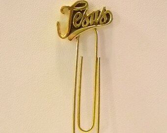 Gold Tone JESUS Paper Clip Book Mark