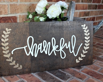 Thankful Wood Sign | Thankful Sign | Fall Decor Sign