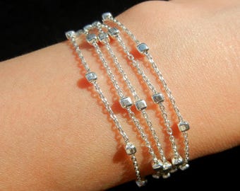 Small cube Sterling Silver 925 chain bracelet