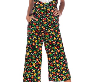 1960s Floral Ruffled Jumpsuit Size: S