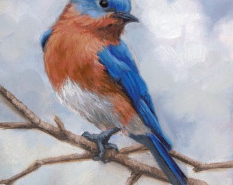 Bluebird - Eastern bluebird - bird painting - Bluebird painting - giclee print - Open edition print - bird print