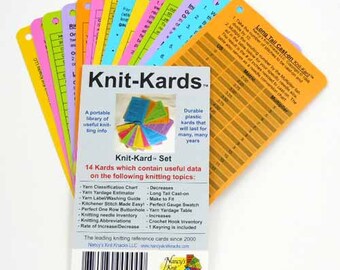 Knit-Kards Nancy's Knit Knacks Knitting Technique Reference Card Set Instruction