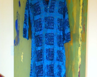 1960's Drunk In The Daytime Silk Paisley Tunic Dress