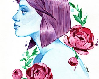 Indigo Fever Purple Peony Giclee Print by Nicole Quinn