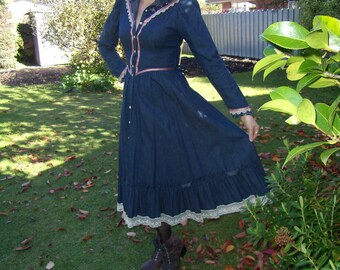 1970's Denim Gunne Sax Dress