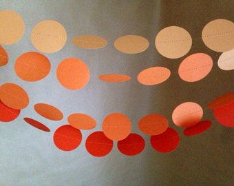 Orange Ombre Paper Garland Perfect to Use for Any Party, Birthday Party, Wedding Shower, Baby Shower or Use for Home Decor