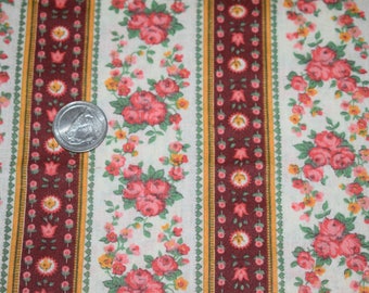 Fat Quarter, Floral Quilting Fabric, Quilting Fabric, Vintage Style Quilting Fabric, Rose Quilting Fabric, Quilting, Brown and Pink Fabric