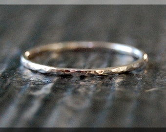 Ultra Thin Hammered Sterling Silver Stacking Ring, Dainty Sterling Ring, Thin Ring, Tiny Sterling Stacking Ring, Hammered Stacking ring