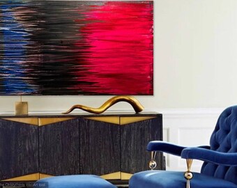 Abstract Painting Modern Art, Red Black White, OriginalAbstract Painting on Canvas.