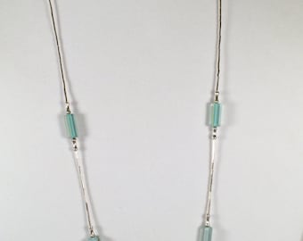 Blue Cane Glass Necklace