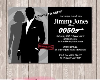 James Bond 007 Birthday Invitation - YOU PRINT