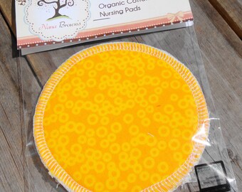 Reusable Nursing Pads, Organic Cotton Flannel - Yellow Dot