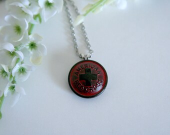 American Red Cross Necklace Emergency medical first aid disaster relief - available in a red/black color