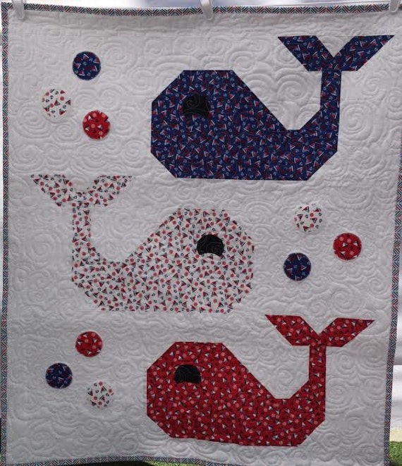 Whale Quilt Blanket Baby Boy Quilt Nautical Quilt Blanket
