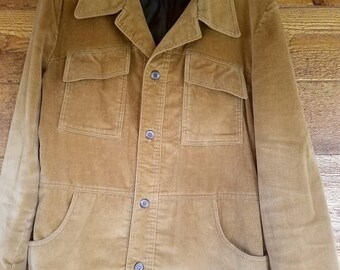 William Barry Brown Corduroy Mens Winter Jacket Warm Winter Coat Large