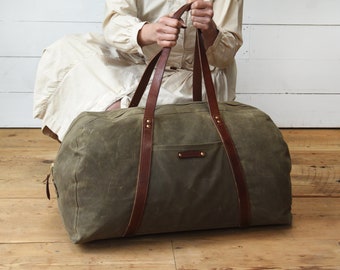 Waxed Canvas Weekender Bag, Truffle, Waxed Canvas Bag, Overnight Bag, Luggage & Travel Bag, Canvas Duffle Bag, Travel Bag, Gift for Him