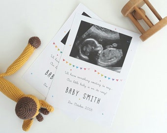 Printable Pregnancy Announcement Card, New Baby Reveal, Digital Custom DIY