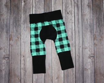 Miniloones,Baby Leggings,Baby Pants,Mint Plaid Pants,Grow With Me,Maxaloons,Evolution Pants,Cloth Diaper Pants,Baby Maxaloons,Baby Shower