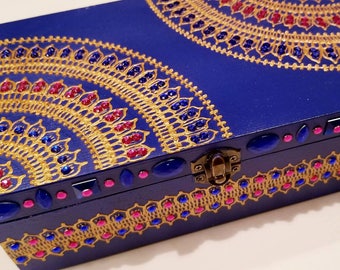 Blue, Pink and Gold Jewelry Box