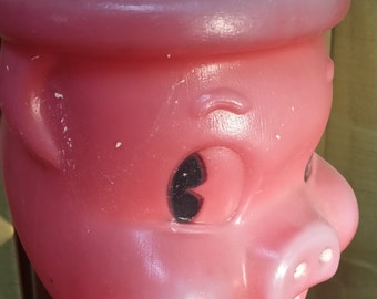 Bank Piggie Bank Vintage 60s Plastic Pig bank Kids Fun way to save doe Red Plastic PIGGY Bank dated 64 Blow mold product Retro fun