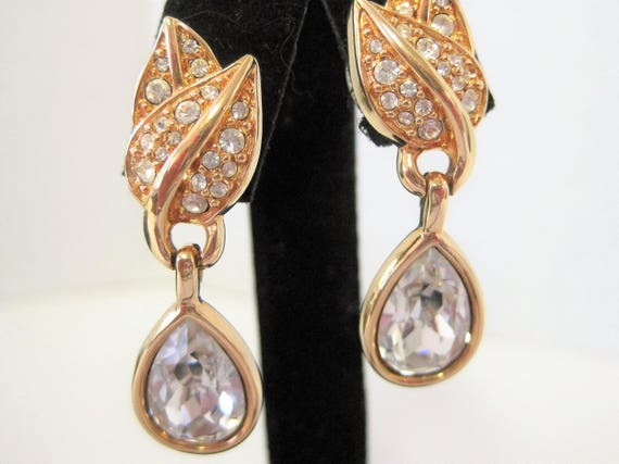 Swarovski Crystal Earrings, Pierced Dangles, Swan Logo, Vintage Earrings