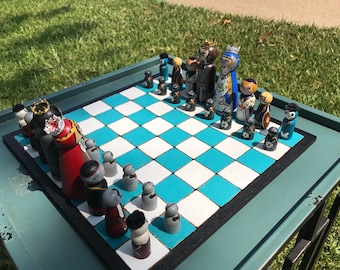 Hand-painted War of the Roses Chess Set