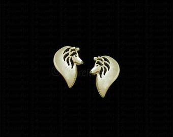 Shetland Sheepdog profile stud earrings - gold.