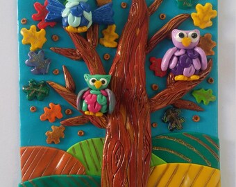 Lucky owls tree magnet-