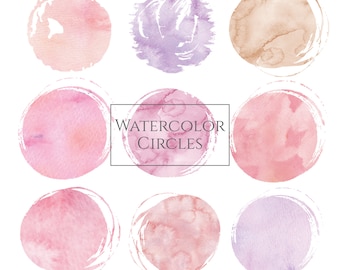 pink watercolor clipart purple Watercolor Brush pastel watercolor circles blog elements blog graphics website graphics branding kit