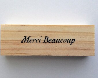 Altered Attic Mounted Rubber Stamp - Merci Beaucoup - Thank You Greeting French Script - # 00338