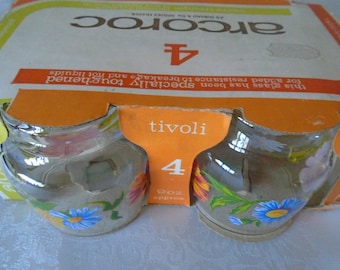 4 x floral glasses acoroc in original packaging.
