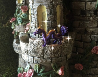 Fairy garden, fairy tale, fairy dragon, micro mini dragon, TINY dragon, purple dragon