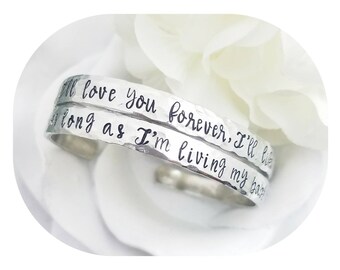 I'll love you forever I'll like you for always, as long as I'm living my baby you'll be Set of 2 Bracelets - Daughter Gift Hand Stamped