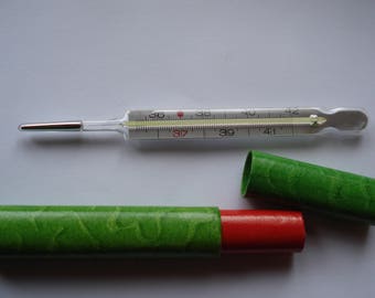 Medical German Mercury Thermometer with paper case /1980s