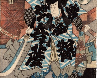 c.1850, Japanese original Ukiyo-e, Woodblock print, Toyokuni3.