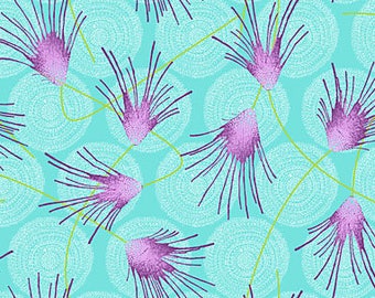 1/2 Yard - Allusions Azure, Cosmos, Dan Bennett, Rowan, Westminster Fibers, , quilting cotton, fabric sale, Aqua Blue, Purple,
